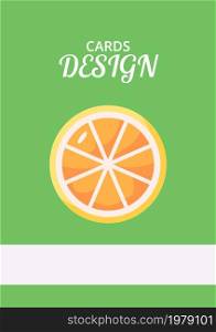Orange on green vector card design template. Poster with flat illustrations and copy space for text. Postcard with simple background, promo placard. Advertising one page invitation. Orange on green vector card design template