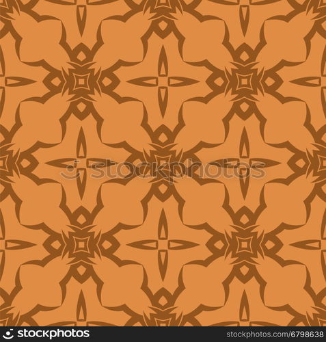 Orange Ornamental Seamless Line Pattern. Endless Texture. Oriental Geometric Ornament. Orange Ornamental Seamless Line Pattern