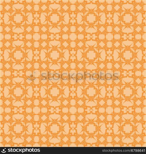 Orange Ornamental Seamless Line Pattern. Endless Texture. Oriental Geometric Ornament. Orange Ornamental Seamless Line Pattern