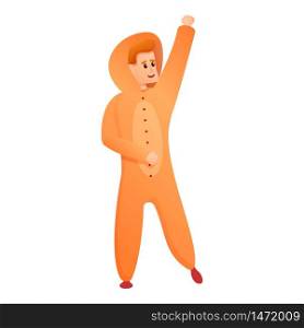 Orange pajama boy icon. Cartoon of orange pajama boy vector icon for web design isolated on white background. Orange pajama boy icon, cartoon style