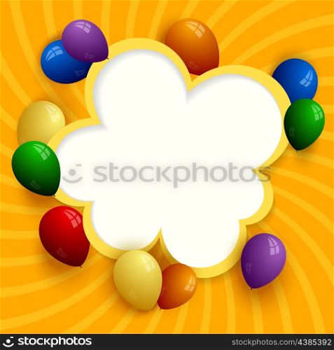 Orange Paper bubble with colored balloons