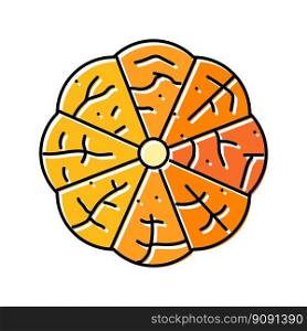 orange peeled slice color icon vector. orange peeled slice sign. isolated symbol illustration. orange peeled slice color icon vector illustration