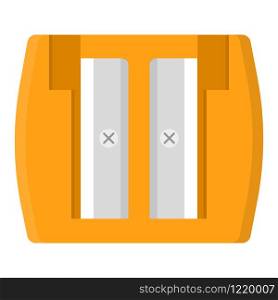Orange pencil sharpener isolated on white background. Cartoon style. Vector illustration for any design.