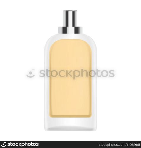 Orange perfume bottle icon. Realistic illustration of orange perfume bottle vector icon for web design isolated on white background. Orange perfume bottle icon, realistic style