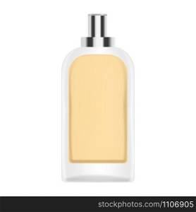 Orange perfume bottle icon. Realistic illustration of orange perfume bottle vector icon for web design isolated on white background. Orange perfume bottle icon, realistic style