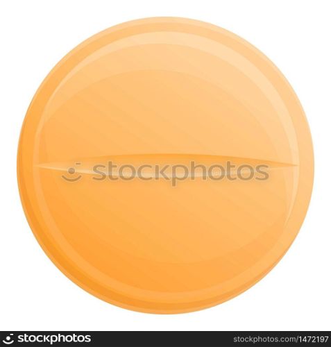 Orange pill icon. Cartoon of orange pill vector icon for web design isolated on white background. Orange pill icon, cartoon style