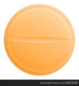 Orange pill icon. Cartoon of orange pill vector icon for web design isolated on white background. Orange pill icon, cartoon style