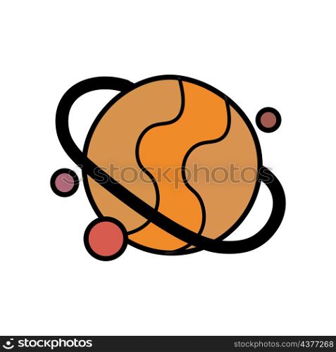 Orange planet with ring. Cartoon design. Cosmic space. Astronomy science. Simple art. Vector illustration. Stock image. EPS 10.. Orange planet with ring. Cartoon design. Cosmic space. Astronomy science. Simple art. Vector illustration. Stock image.