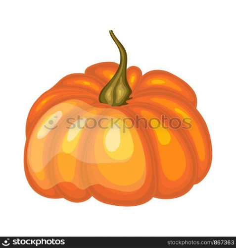 Orange Pumpkin. Cartoon Glossy Design. Vector Illustration.
