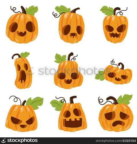 Orange pumpkin for the holiday Halloween. Vector illustration.