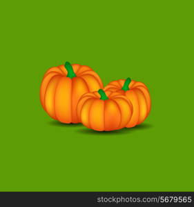 Orange Pumpkin on Green Background Vector Illustration. EPS10