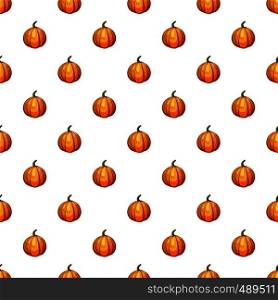 Orange pumpkin pattern seamless repeat in cartoon style vector illustration. Orange pumpkin pattern