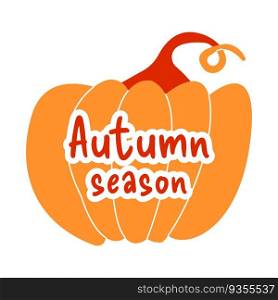 Orange pumpkin with text Autumn season isolated on white background.. Orange pumpkin with text Autumn season