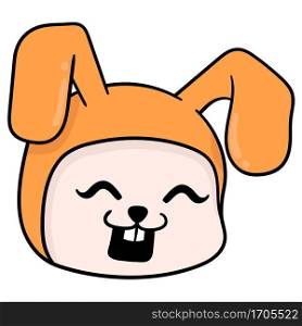 orange rabbit head laughing happily