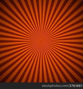 Orange radial rays abstract background, vector illustration