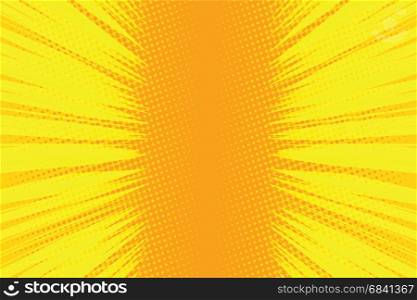 Orange rays pop art comic background. retro vector illustration. Orange rays pop art comic background