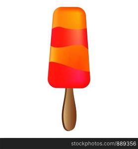Orange red popsicle icon. Cartoon of orange red popsicle vector icon for web design isolated on white background. Orange red popsicle icon, cartoon style