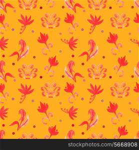 Orange Retro seamless pattern with trees.Seamless Floral Pattern. Watercolor graphic for backgrounds, wallpapers and fabrics. Vector illustration