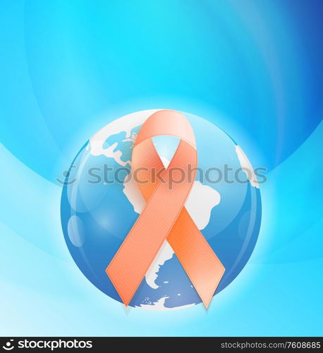 Orange Ribbon a Symbol of Leukemia. Vector Illustration EPS10. Orange Ribbon a Symbol of Leukemia. Vector Illustration