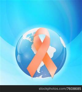 Orange Ribbon a Symbol of Leukemia. Vector Illustration EPS10. Orange Ribbon a Symbol of Leukemia. Vector Illustration