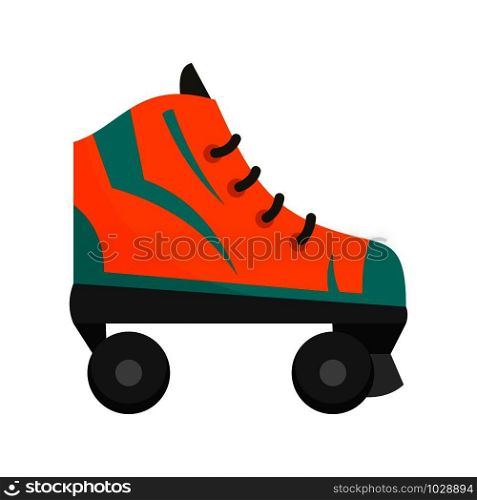 Orange roller skates icon. Flat illustration of orange roller skates vector icon for web design. Orange roller skates icon, flat style