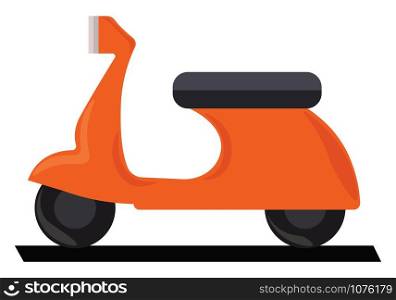 Orange scooter, illustration, vector on white background.