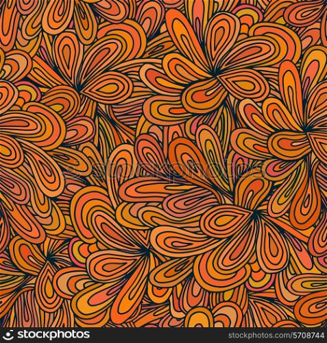 Orange seamless texture with flowers. Vector illustration.&#xA;
