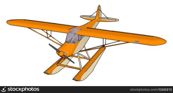 Orange seaplane, illustration, vector on white background.