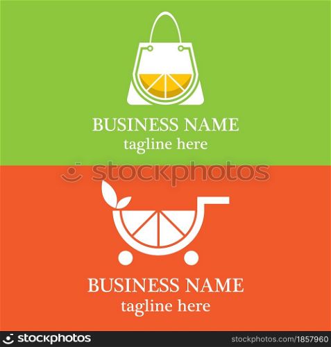 Orange shop logo template vector icon design