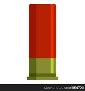 Orange shotgun cartridge icon. Flat illustration of orange shotgun cartridge vector icon for web design. Orange shotgun cartridge icon, flat style