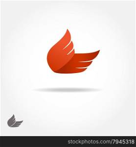 Orange simple wing logo. Vector logo icon.. Orange simple wing logo. Vector logo icon