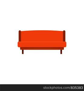 Orange small sofa icon. Flat illustration of orange small sofa vector icon for web isolated on white. Orange small sofa icon, flat style