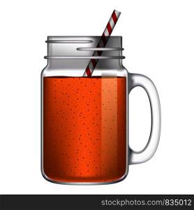 Orange smoothie mockup. Realistic illustration of orange smoothie vector mockup for web design isolated on white background. Orange smoothie mockup, realistic style