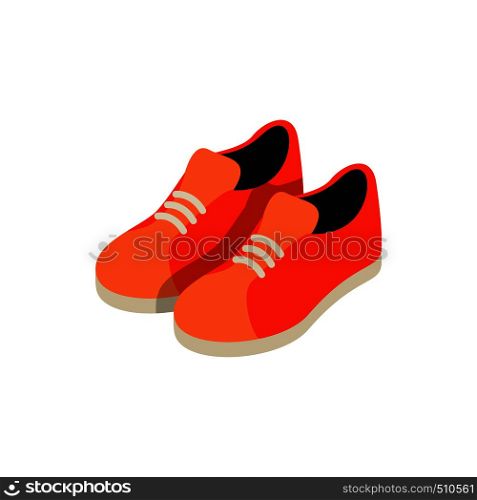 Orange sneakers icon in isometric 3d style on a white background. Orange sneakers icon, isometric 3d style