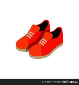 Orange sneakers icon in isometric 3d style on a white background. Orange sneakers icon, isometric 3d style