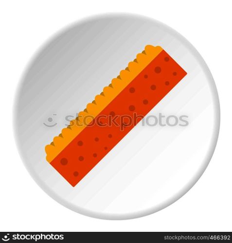 Orange sponge for cleaning icon in flat circle isolated on white background vector illustration for web. Orange sponge for cleaning icon circle