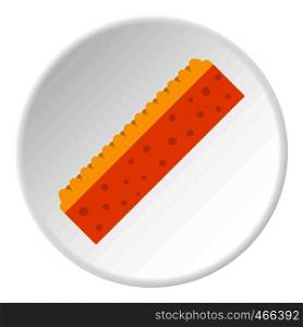 Orange sponge for cleaning icon in flat circle isolated on white background vector illustration for web. Orange sponge for cleaning icon circle