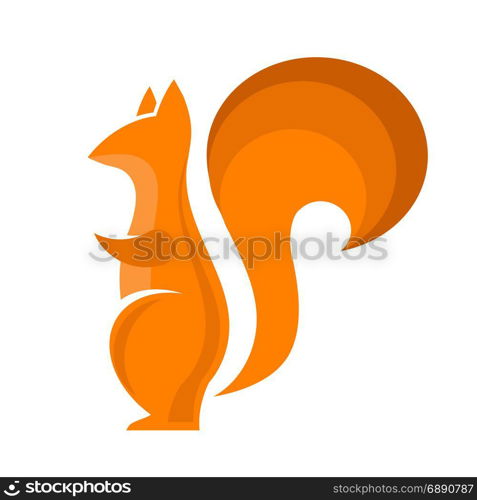 Orange Squirrel Icon Isolared on White Background. Omnivorous Rodent with Fluffy Tail. Orange Squirrel Icon Isolared