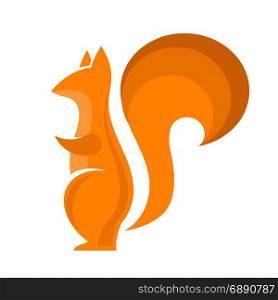 Orange Squirrel Icon Isolared on White Background. Omnivorous Rodent with Fluffy Tail. Orange Squirrel Icon Isolared