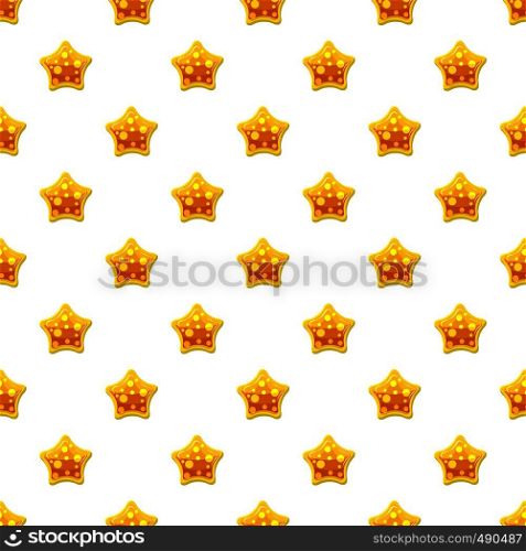 Orange star shaped candy pattern seamless repeat in cartoon style vector illustration. Orange star shaped candy pattern