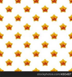 Orange star shaped candy pattern seamless repeat in cartoon style vector illustration. Orange star shaped candy pattern