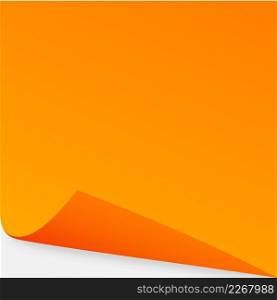 Orange sticky note square with turn page corner. Vector illustration. Orange sticky note square with turn page corner