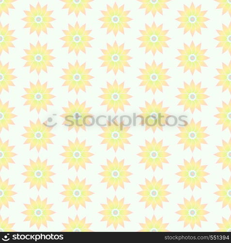 Orange sweet blossom seamless pattern on pastel background. Vintage lotus bloom for graphic or classic design.