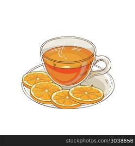 orange tea illustration. cup of orange tea illustration on white background