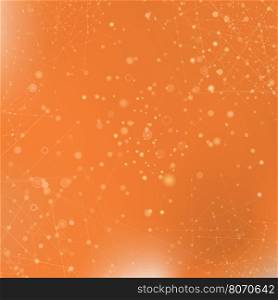 Orange Technology Background with Particle, Molecule Structure. Genetic and Chemical Compounds. Communication Concept. Space and Constellations.