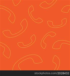 Orange telephone seamless pattern on orange background. Vector illustration.