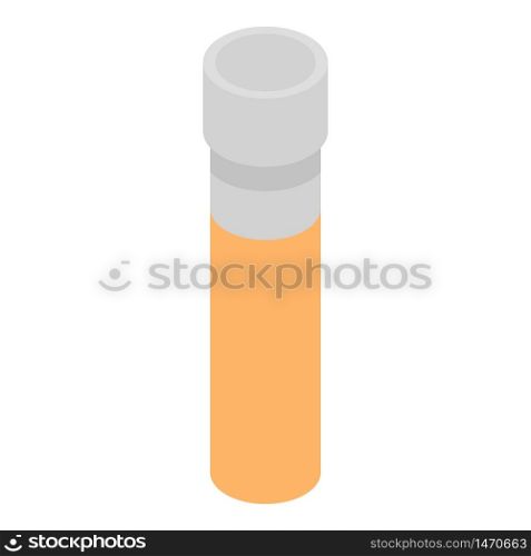 Orange test tube icon. Isometric of orange test tube vector icon for web design isolated on white background. Orange test tube icon, isometric style