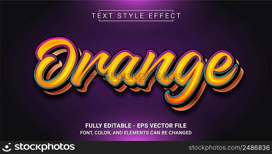 Orange Text Style Effect. Editable Graphic Text Template.