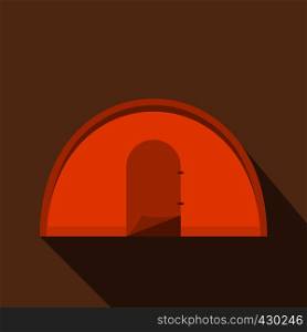 Orange tourist tent icon. Flat illustration of orange tourist tent vector icon for web. Orange tourist tent icon, flat style