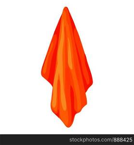 Orange towel icon. Cartoon of orange towel vector icon for web design isolated on white background. Orange towel icon, cartoon style